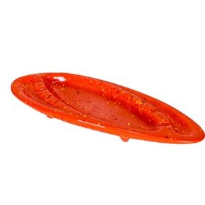 Vintage MCM 60s 70s Orange Speckled Ceramic Atomic Surfboard Ashtray 16"